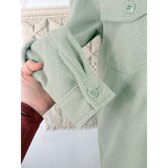Joie Teddy Jacket Womens Small Sage Green Fleece Shacket - Picture 4 of 8